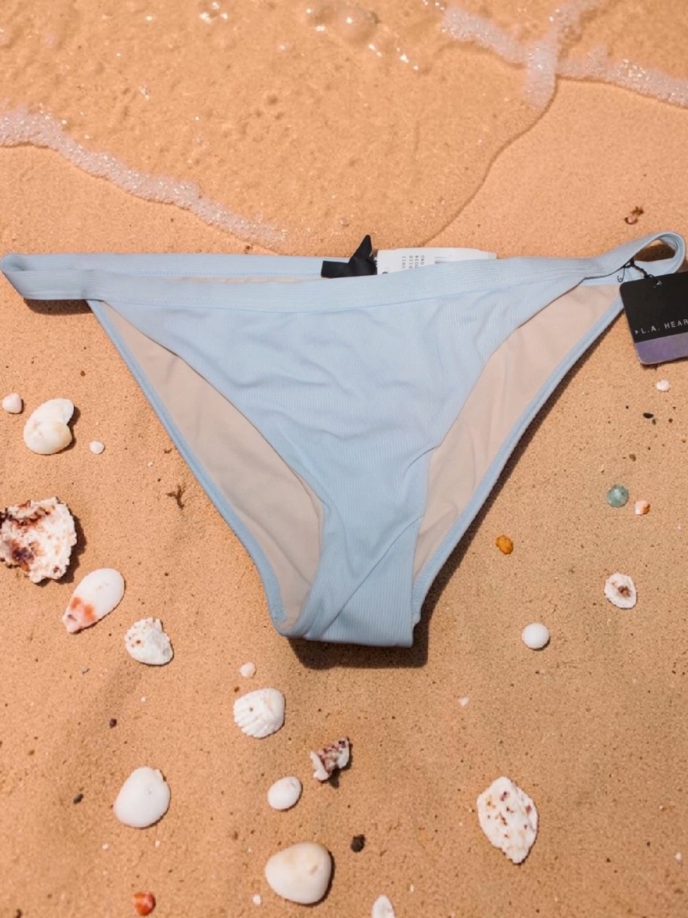 La Hearts - XL Light Blue Ribbed Bikini Bottom